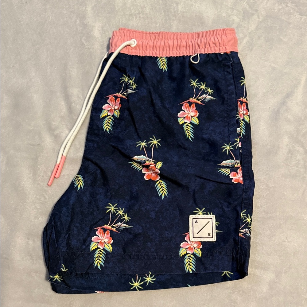 American Eagle Outfitters Navy Floral Swim Trunks